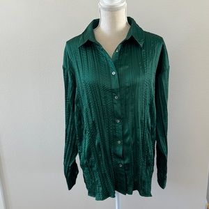 NWT Entro Green Long Sleeve Blouse, size Large